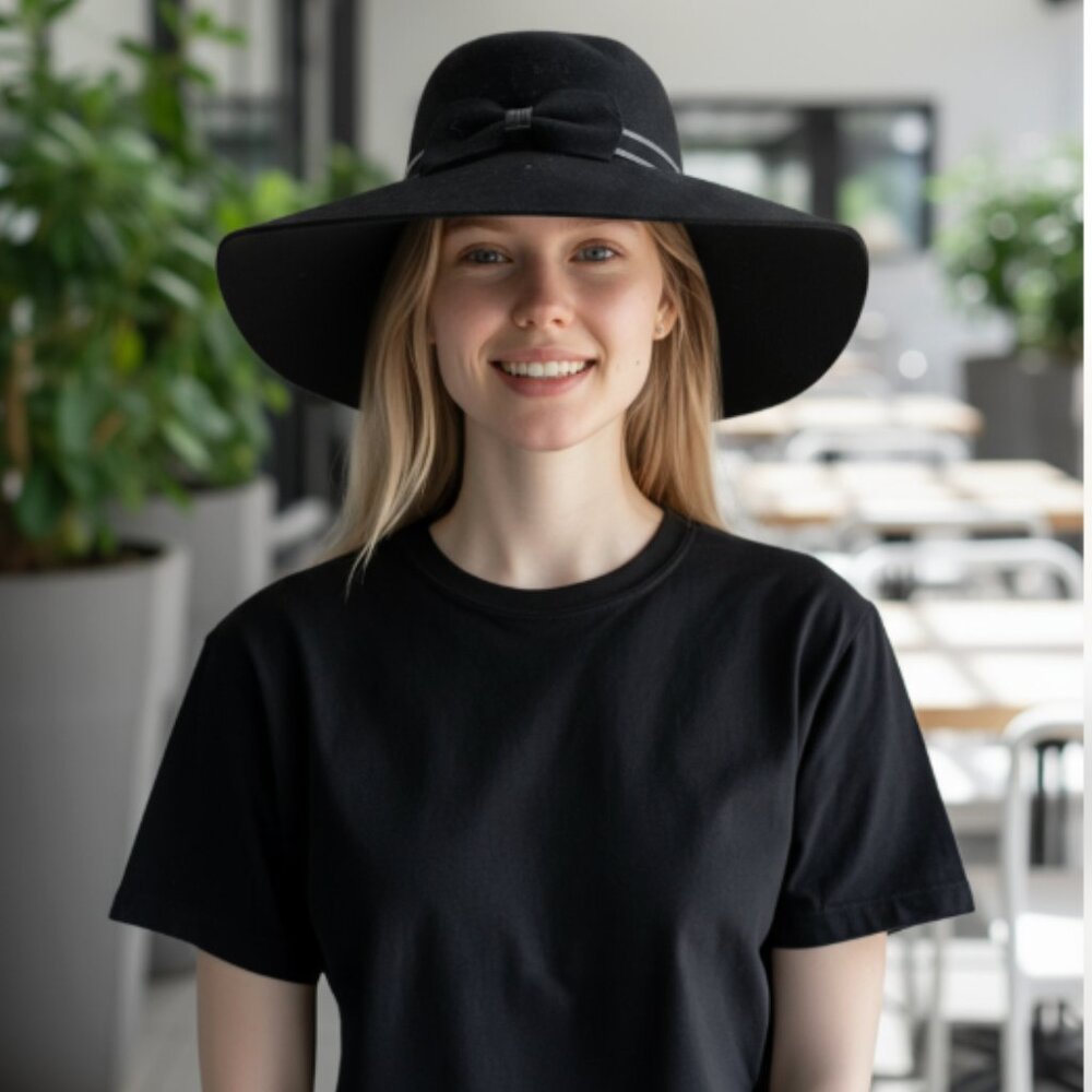 NWT ADORA 100% Wool Adjustable Hat Brim Black One Size